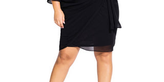 City Chic Women's Chiffon Faux Wrap Dress Black Size X-Small