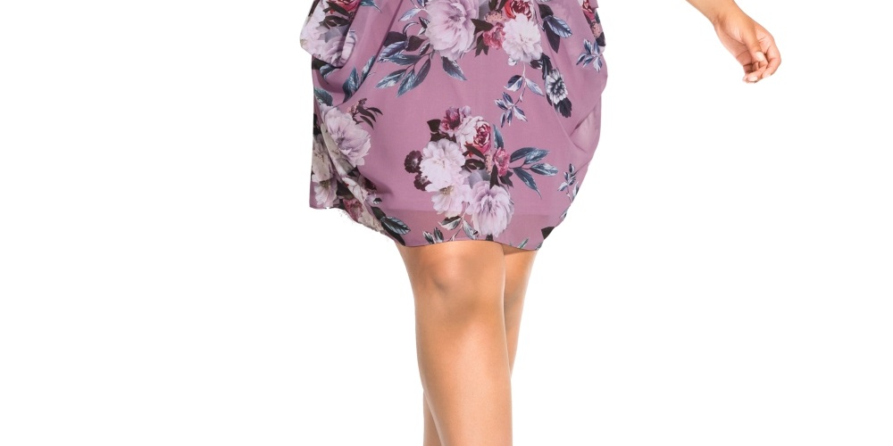 City Chic Women's Rosewood Floral Print Dress Purple Size M/18