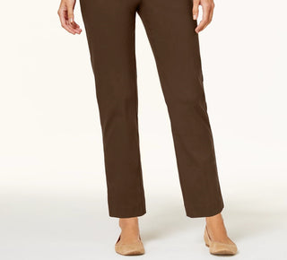 Alfred Women's Dunner Classics Allure Pull-On Slim-Leg Pants Brown Size 14 S