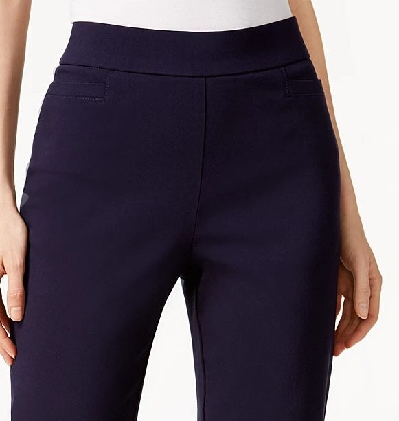 Alfred Dunner Women's Classics Allure Pull-On Slim-Leg Pants Navy - Size 14