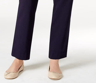 Alfred Dunner Women's Classics Allure Pull-On Slim-Leg Pants Navy - Size 14