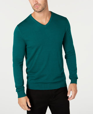 Alfani Men's V-Neck Sweater Dark Green Size Medium