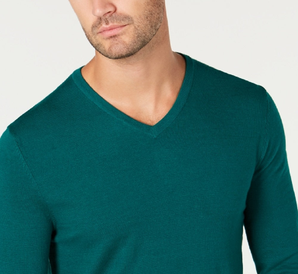 Alfani Men's V-Neck Sweater Dark Green Size Medium