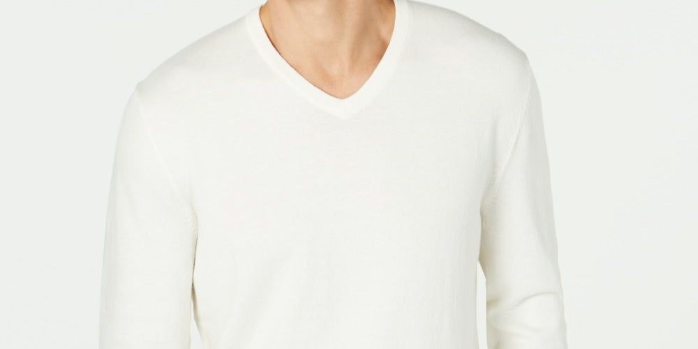 Alfani Men's V-Neck Sweater White Size XX-Large