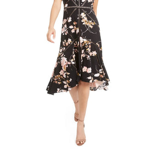 Taylor Women's Crochet-Trim Midi Dress Black Size 14