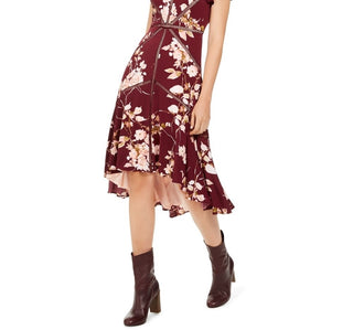 Taylor Women's Crochet-Trim Midi Dress Dark Red Size 6