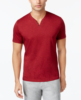 Alfani Men's Stretch Solid Henley T-Shirt Red Size X-Large