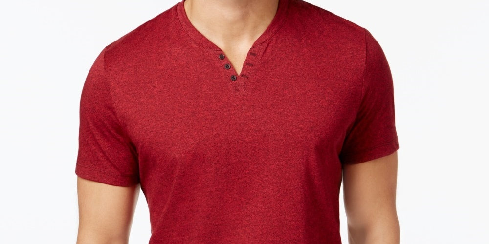 Alfani Men's Stretch Solid Henley T-Shirt Red Size X-Large