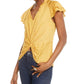 Current Air Women's Twist Front Blouse Yellow Size Large