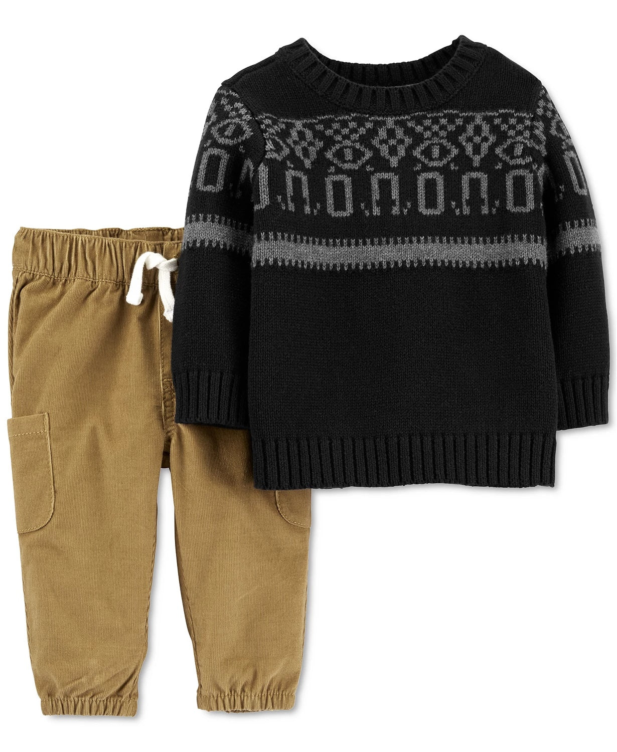 Carter's Baby Boys 2-Pc. Knit Sweater & Corduroy Pants Set Black Size New Born