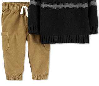 Carter's Baby Boys 2-Pc. Knit Sweater & Corduroy Pants Set Black Size New Born