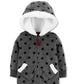 Carter's Baby Girls Hooded Faux-Fur-Trim Fleece Coverall Gray Size 24M