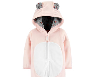 Carter's Baby Girls Hooded Fleece Bear Coverall Pink Size 24M