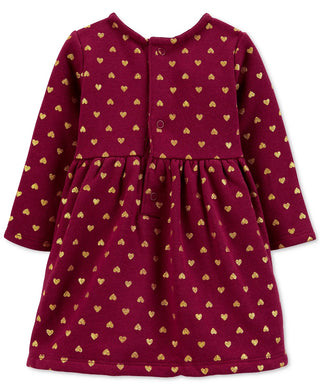 Carter's Baby Girl's Heart Print Fleece Dress Red Size 3 Months