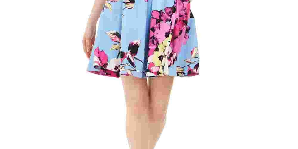 Taylor Women's Floral Scuba Fit & Flare Dress Navy Size Medium Regular