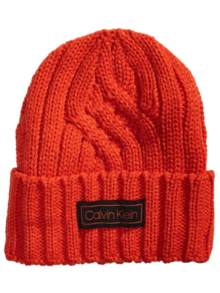 Calvin Klein Men's Crossroad Cable Knit Hat Orange Size Regular