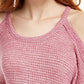 Freshman Juniors' Waffle-Knit Cold-Shoulder Top Red Size Large