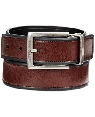 Perry Ellis Men's Portfolio Beveled Edge Reversible Casual Belt Brown Size 32