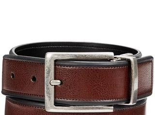 Perry Ellis Men's Portfolio Beveled Edge Reversible Casual Belt Brown Size 32