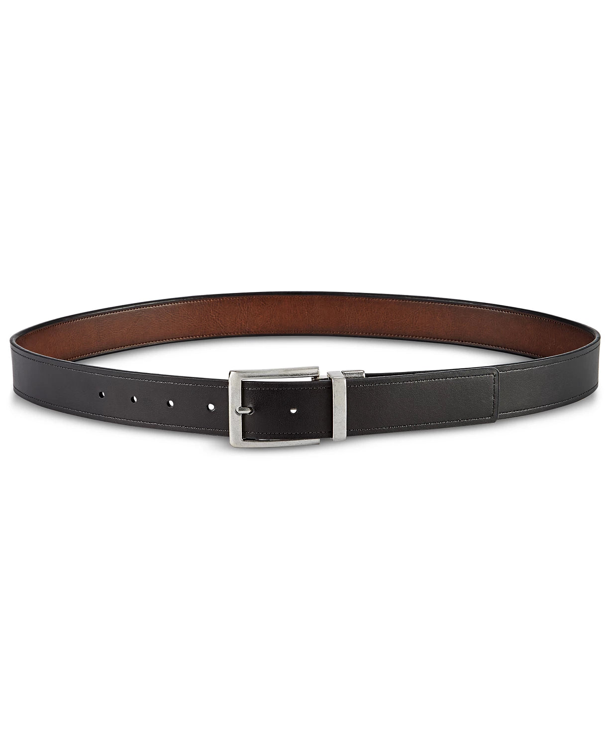 Perry Ellis Men's Beveled Edge Reversible Casual Belt Brown Size 32