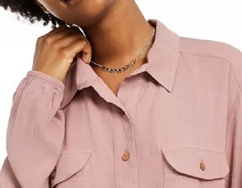 Self Esteem Juniors' Cargo-Pocket Drawstring Top Bright Pink Size Large