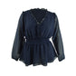 City Chic Women's Plus Size Ruffled Peplum-Hem Top Dark Blue Size 24W