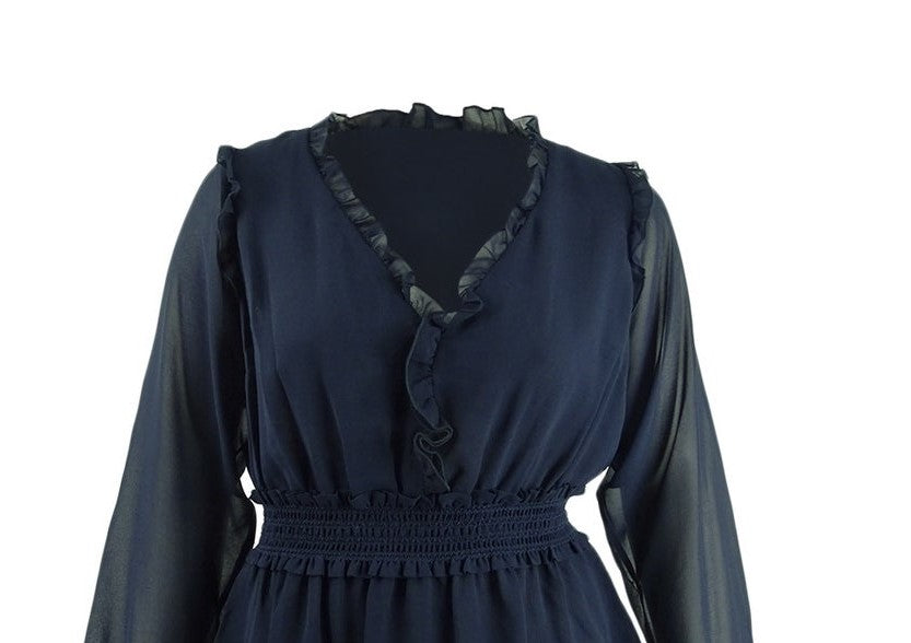 City Chic Women's Plus Size Ruffled Peplum-Hem Top Dark Blue Size 24W
