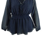 City Chic Women's Plus Size Ruffled Peplum-Hem Top Dark Blue Size 24W