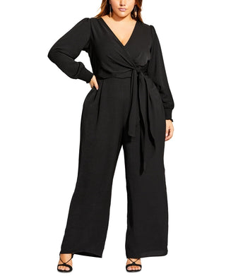 City Chic Women's Trendy Synthesis Jumpsuit Black Size 18W