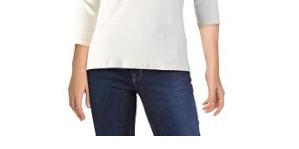 Ralph Lauren Women's Ivory Lace 3/4 Sleeve Scoop Neck Top Natural Size X-Large