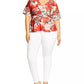 City Chic Women's Trendy Plus Size Printed Twist-Front Top Dark Orange Size 22W