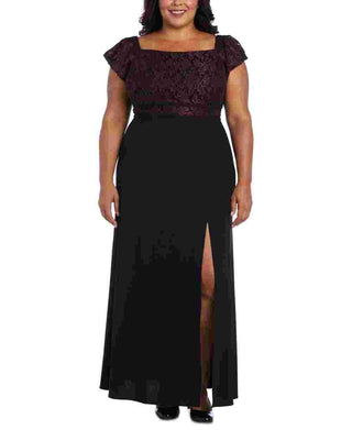 Nightway Women's Plus Size Off-The-Shoulder Gown Purple Size 16W