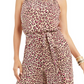 Thalia Sodi Women's Floral Print Chain Neck Jumpsuit  Beige Size Large