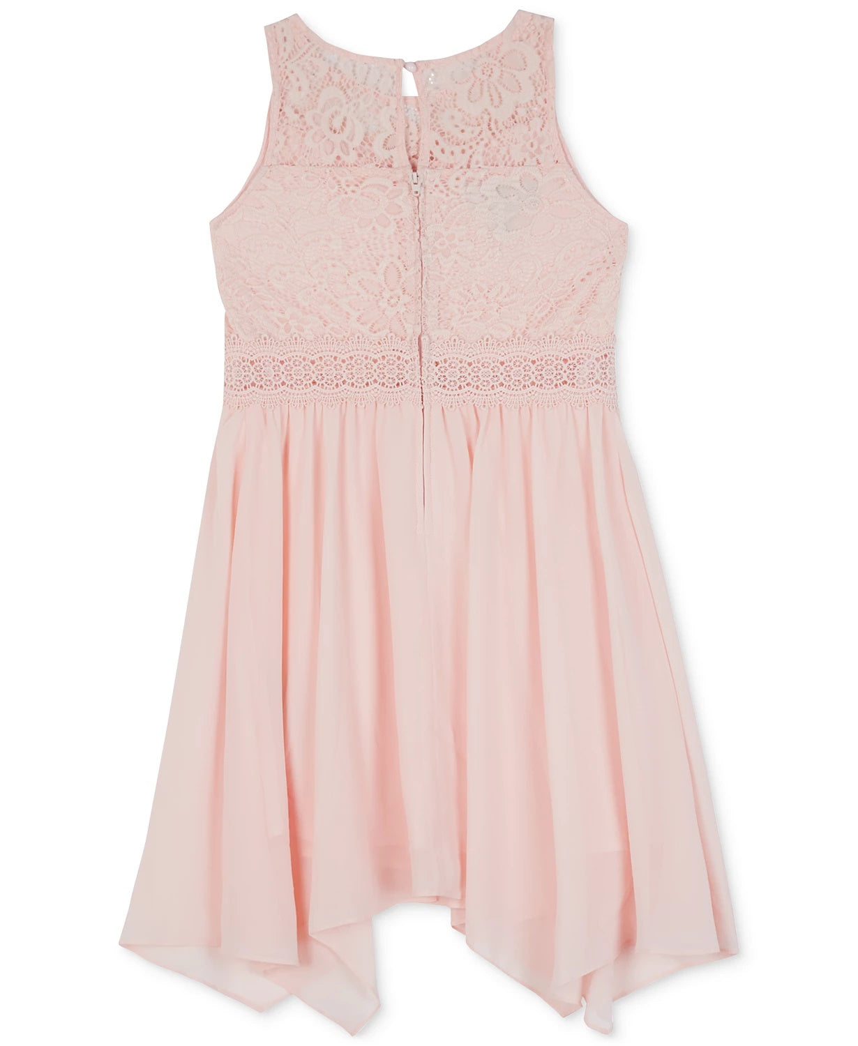 BCX Big Girl's Lace Handkerchief Hem Dress Pink Size 7