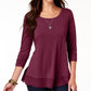 Style & Co Women's Chiffon Hem Top Purple Size Medium