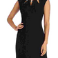 R & M Richards Women's Black Glitter Embellished Zippered Cap Sleeve Keyhole Maxi Mermaid Formal Black Size 10