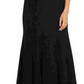 R & M Richards Women's Black Glitter Embellished Zippered Cap Sleeve Keyhole Maxi Mermaid Formal Black Size 10