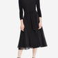 Ralph Lauren Women's Black Sheer Zippered 3/4 Sleeve Jewel Neck Midi Fit Flare Black Size 18