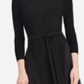 Ralph Lauren Women's Black Sheer Zippered 3/4 Sleeve Jewel Neck Midi Fit Flare Black Size 18