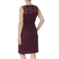 Ralph Lauren Women's Purple Lace Zippered Floral Cap Sleeve Illusion Neckline Below The Knee Sheath Evening Dress Purple Size 12