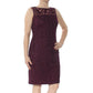 Ralph Lauren Women's Purple Lace Zippered Floral Cap Sleeve Illusion Neckline Below The Knee Sheath Evening Dress Purple Size 12