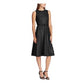 Ralph Lauren Women's Black Sleeveless Jewel Neck Below The Knee Fit Flare Evening All Black Size 0