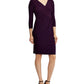 Ralph Lauren Women's Ruched Long Sleeve V Neck Above The Knee Sheath Evening Dress  Purple Size 6P
