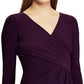 Ralph Lauren Women's Ruched Long Sleeve V Neck Above The Knee Sheath Evening Dress  Purple Size 6P