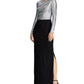 Ralph Lauren Women's Sequined Long Sleeve Asymmetrical Neckline Maxi Sheath Evening Dress Black Size 14