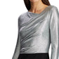 Ralph Lauren Women's Sequined Long Sleeve Asymmetrical Neckline Maxi Sheath Evening Dress Black Size 14