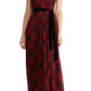 Ralph Lauren Women's Red Belted Plaid Sleeveless V Neck Maxi Sheath Dress Black Size 6