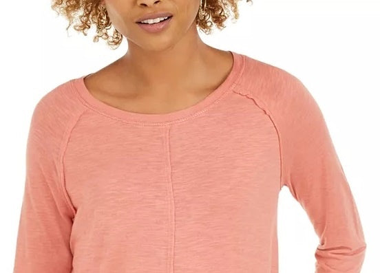 Style & Co Women's Cotton High-Low Top Dark Orange Size Medium