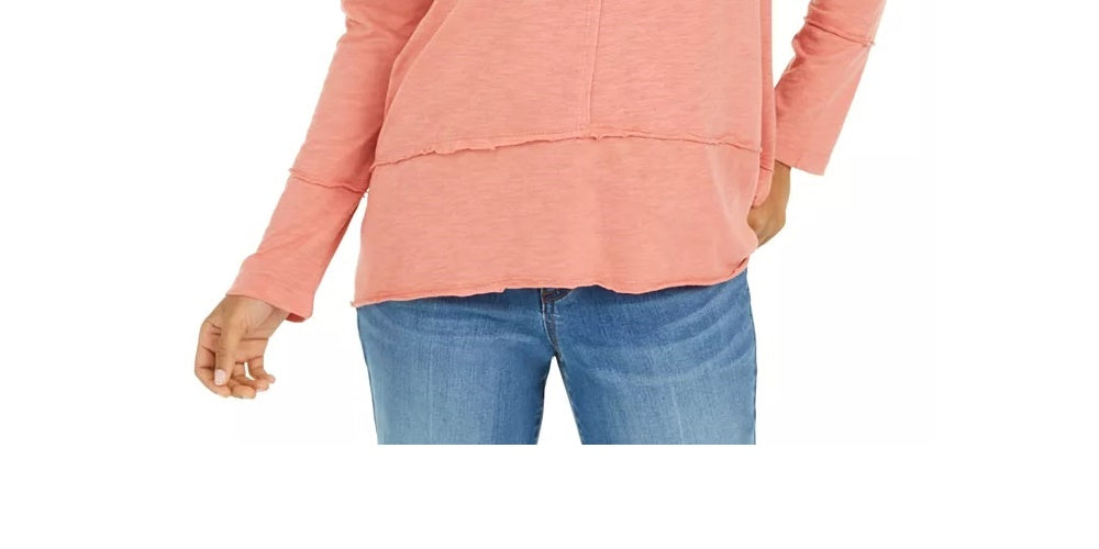 Style & Co Women's Cotton High-Low Top Dark Orange Size Medium