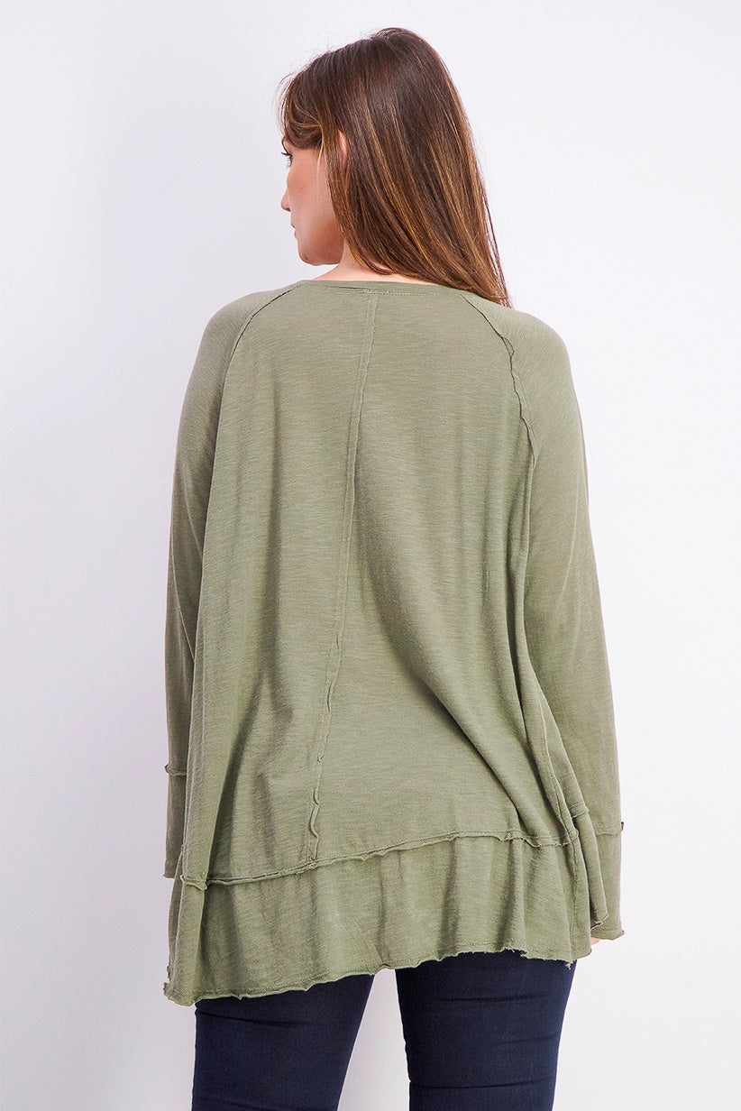 Style & Co Women's Cotton High-Low Top Green Size Extra Small